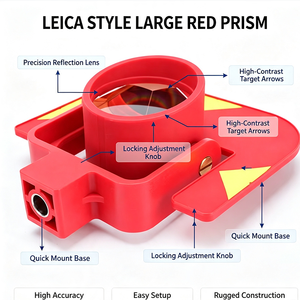 <span class=keywords><strong>Prisme</strong></span> de topographie rouge grand format compatible avec cible réflectrice en plastique de haute précision de 5 pouces pour station totale, garantie 1 an - Product Image 5