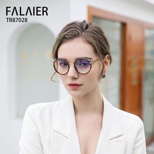 Gafas redondas de montura completa Falaier TR90 con lentes anti-luz azul, gafas unisex para un aspecto natural - Product Image 2