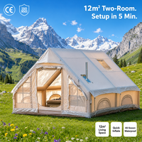 Tente de glamping gonflable Zentopia, maison de camping en toile de luxe, 4-6 personnes, imperméable, 3 saisons, cheminée avec ouverture pour poêle, lanterneau