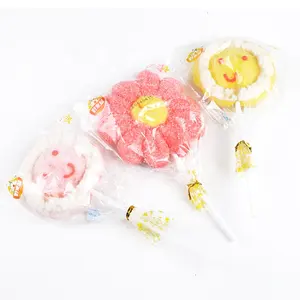 Hot Selling Customizable Halal Cotton Lollipops Floral Design Candy