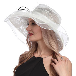 Robe de mariée blanche pour femmes, à large bord, kabukie, Derby, course, cheval, Organza, chapeau d'occasion, chapeaux d'église bon marché pour femmes - Product Image 6