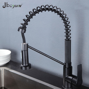 Jboyuan Stainless Steel Spring Pull Out Faucet Single Handle Deck <b>Mounted</b> Modern Kitchen Sink Water Tap - Product Image 4