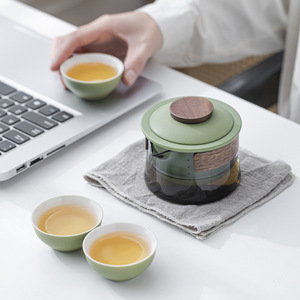 Juego de té de viaje de cerámica de diseño moderno, portátil, pequeño, para deportes al aire libre, taza exprés, una <span class=keywords><strong>olla</strong></span>, tres tazas, juegos de té de café - Product Image 4