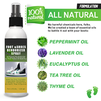 NOUVEAU Spray Désodorisant pour Chaussures – Éliminateur d'Odeurs pour Baskets et Pieds, avec Arbre à Thé, Eucalyptus et Menthe