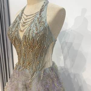 Jancember LSMZ12 Mode Halter Cristal Formelle Fête Femmes Soirée Robes De Bal - Product Image 4