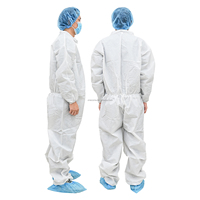 Baju Pelindung Tanpa Kaki Berkerah Non-Steril Bersertifikasi ISO, Bahan Komposit PS Non-Woven, Lengan Panjang, Berkerudung, Manset Elastis, Dewasa