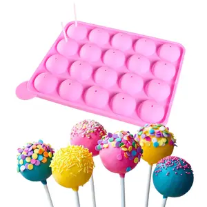 Hot 20 lollipop molds commercial with paper stick fast film forming silicone candy mold