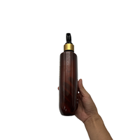 Flacon pompe en plastique PET brillant brun de 500 ml de qualité supérieure pour gel douche, shampoing, après-shampoing, lotion et cosmétiques