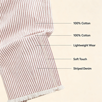 Celana Jeans Pria Bergaris Vertikal, Model Straight Fit, Celana Denim Santai untuk Gaya Jalanan & Kantor Kasual Sehari-hari