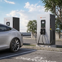 Nouvelle station de charge rapide DC pour véhicules électriques Starcharge Gemni 60-240 kW, IP55, durable, pour extérieur, double GBT 1000 V, commerciale, blanche