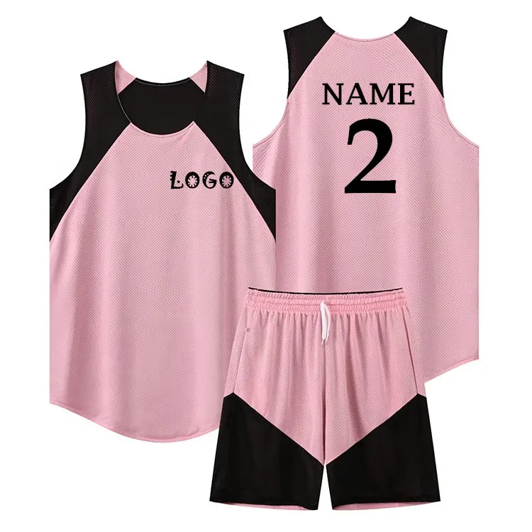 Groothandel Mannen Omkeerbaar Mesh Basketbal Jersey Op Maat Gedrukt Logo Basketbal Uniform Dubbelzijdig Naam Nummer Mesh Tank Top