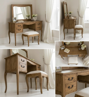 Bureau de toilette moderne avec miroir, table de maquillage en bois massif avec tiroir de rangement pour chambre à coucher