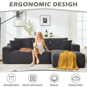 Ensemble de canapés modernes en L convertible - Canapé léger et confortable à compression sans vide pour salon et usage hôtelier - Product Image 6