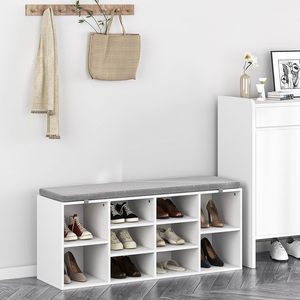 Moderno Armadio Portascarpe in Legno con 10 Scomparti, <span class=keywords><strong>Panca</strong></span> con Seduta, Ripiani Regolabili, Resistente ed Ecologico per Soggiorno e Ingresso - Product Image 2