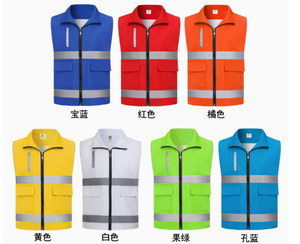 Gilet publicitaire personnalisé pas cher, veste de bénévole unisexe en polyester multi-poches, gilet de travail en maille avec logo personnalisé pour photographe - Product Image 5