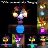 Lampe LED Économie d'Énergie à Détecteur Crépusculaire Automatique 0.5W, Veilleuse Champignon Rose Rustique à Couleurs Changeantes pour Chambre à Coucher, en ABS