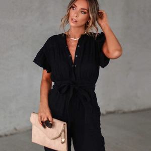 Nuevo Mono de Algodón Estilo Casual para Mujer, Mono con Mangas con Volantes y Botones - Product Image 5