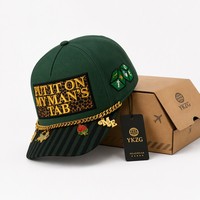Gorra de Béisbol de Lujo para Mujer, con Logotipo Personalizado, Bordado 3D, Estampado de Leopardo, Rayas Rosas, Cierre a Presión, con Cadena y Dijes, Venta al Por Mayor