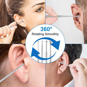 Lot de 6 cure-oreilles en acier inoxydable colorés, cuillères pour nettoyer les pores et éliminer le cérumen, outil de soin du visage à domicile - Product Image 6