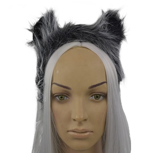 Manwu usine peluche gris <span class=keywords><strong>loup</strong></span> Cosplay Prop oreilles bandeau avec queue pour Halloween fête Anime Festival et autres événements spéciaux - Product Image 3