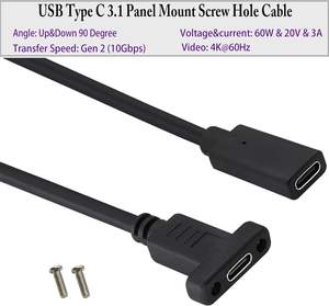 Cable de Montaje en Panel USB C a USB C Tipo 3.1 Gen 2, 3A, USB 3.1 Tipo C Hembra a Hembra - Product Image 5