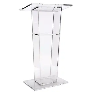 Factory Customized Clear Wholesale Glass Lectern Custom Acrylic Conference Lectern Podium