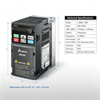 Variateur de fréquence vectoriel original ME300 1,5 kW monophasé 230 V VFD7A5ME21ANSAA certifié CE IP20 avec modèle STO pour convoyeurs