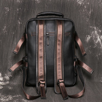 Sac à dos classique pour ordinateur portable en cuir véritable pour hommes 14 pouces sac noir à la mode avec doublure en polyester fermeture de couverture pour voyage