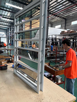 Fenêtre à persiennes horizontales automatiques modernes en aluminium, persiennes en verre, cadre en acier inoxydable, lame de protection contre les insectes pour salle de bain