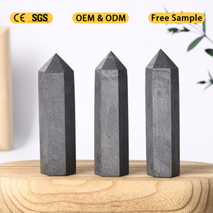 Venta al por mayor de torres de piedra de cuarzo natural de cristal pulido prismas hexagonales Schungite puntos de cristal para la curación - Product Image 4