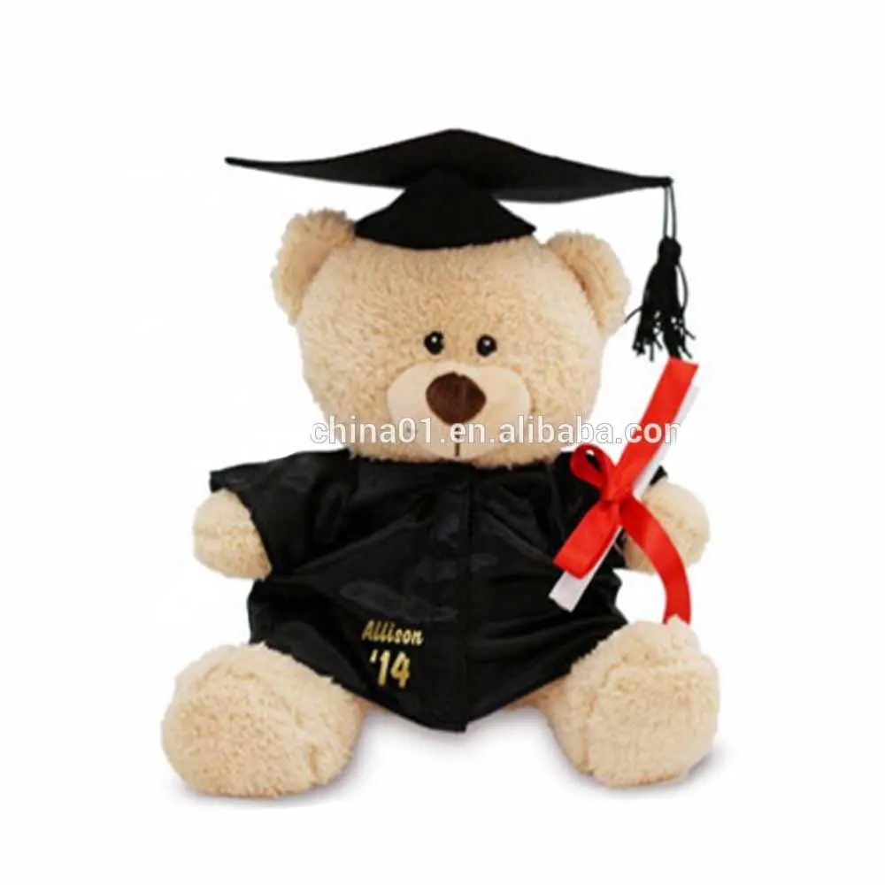 Ceremony Gifts Stuffed Uniform Bear Graduation Teddy Bear Plush Doll Toy With Glasses
