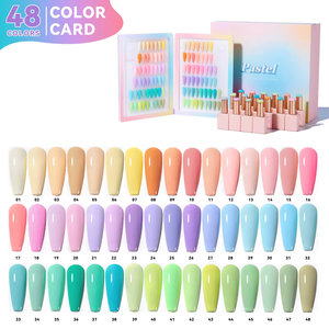 Juego de esmalte de <span class=keywords><strong>uñas</strong></span> de gel UV de 48 colores, colección de verano pastel, OEM con etiqueta privada de tarjeta de libro de colores gratis, novedad - Product Image 2