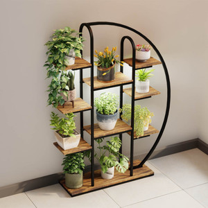Étagère à plantes en bois en forme de S, 8 niveaux, support vertical autoportant pour plantes d'intérieur, design stable sans dossier - Product Image 6