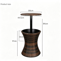 Table de jardin moderne 2-en-1 en rotin avec seau à glace pour hôtel et terrasse