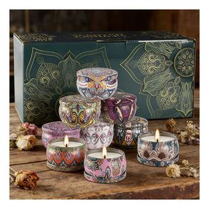 Nordic <b>Candle</b> Jar Aluminum Can With White Lid Luxury Box for Custom Soy Wax Aromatic Home Decor Brand Display <b>Set</b> - Product Image 4