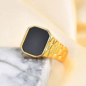 Anillo de reloj de moda para mujer, chapado en oro fino de 14k y 18k, de acero inoxidable 316L, con madreperla, que no se deslustra. - Product Image 3
