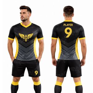 Ensemble maillot et short de football style français personnalisé, uniforme d'entraînement de football à manches courtes, vêtements de sport respirants - Product Image 4