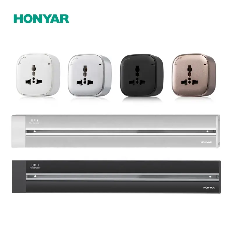 Honyar OEM มัลติฟังก์ชั่รางปลั๊กไฟอะแดปเตอร์ USB C ซ่อนอยู่ในตารางโต๊ะประชุมซ็อกเก็ต