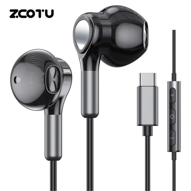 Tangle-Free USB C Headphones Wired Earbuds with Mic Noise Isolating Type C Earphones for Samsung Galaxy S24 S23 Pixel 7