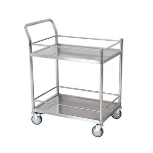 फोल्डेबल 2 टियर स्टेनलेस स्टील सेवा ट्रॉली कार्यालय होटल खानपान खाद्य पेय - Product Image 5