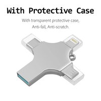 Flash Drive USB 3.0 OEM 4 in 1 Portabel 8gb 16gb 32gb 64gb 128gb 256gb dengan Antarmuka Terintegrasi U Disk 4 in 1 OTG