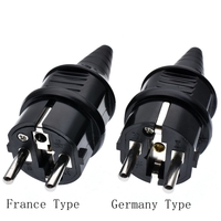 Adaptateur d'alimentation Schuko France Allemagne UE 4,8 mm DIY réutilisable 250V16A, Prise européenne réutilisable à deux broches rondes CEE 7/7