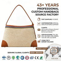 Sac à main en toile rayé arc-en-ciel pour femme, avec coins en cuir caramel, sac à bandoulière, fermeture éclair, imperméable, logo personnalisé