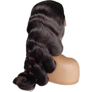 Hot Sale Human Hair Wig Natural Virgin Hair Black 180% Density Body Water Wave Wigs 100% Human Hair 13*4 Lace Frontal Wigs