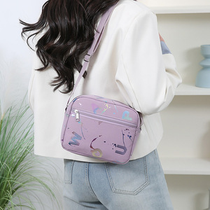 Stylish Letter Crossbody <b>Bag</b> For Women Pink Purple Horizontal Square Zipper Closure Portable Everyday Outfits Spring 2025 - Product Image 2