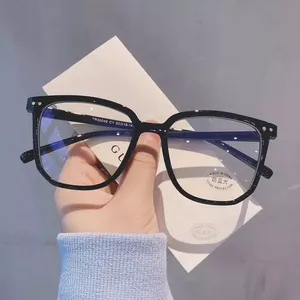 新款透明彩色复古方镜防蓝光阻挡女眼镜架批发