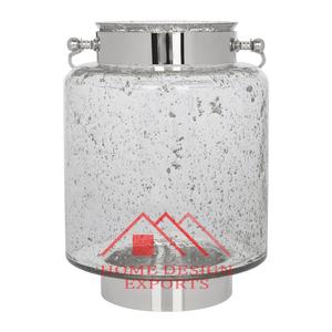 Decorations High Quality Glass <b>Crackle</b> <b>Candle</b> Holder Stainless Steel Luxury Glass <b>Crackle</b> <b>Candle</b> Lantern for Indoor and Outdoor - Product Image 5