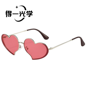 <b>Heart</b> Shape <b>Sunglasses</b> Metal Frame <b>Black</b> UV400 Women Fashion Outdoors - Product Image 5