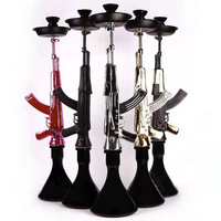 Vente en gros transfrontalière de pipes à fumer en verre, chichas style AK47 et ensembles de chichas arabes à thème AK47 avec miroir