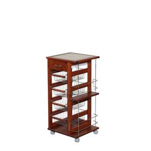 Carrito de Cocina de Madera Maciza de Haya MASLEGNO Auténtico, Porta Botellas de Hierro, Diseño Moderno, Ruedas de Plástico, Asas - Almacenamiento Elegante - Product Image 1